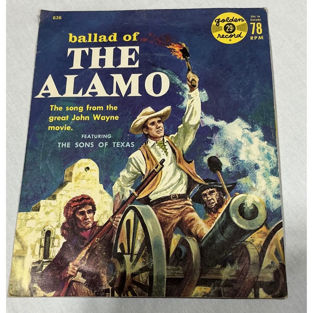 Vintage Golden Record Ballad of The Alamo 78 RPM Yellow Record John Wayne